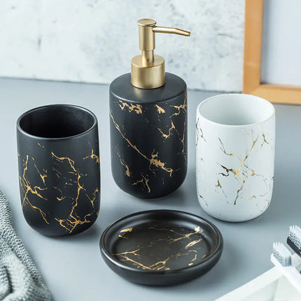 Luxe Keramische Badkamer Set met Marmerpatroon