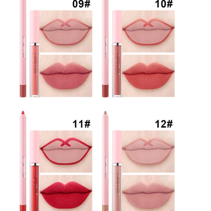 4-delige lipgloss- en liplinerpenset