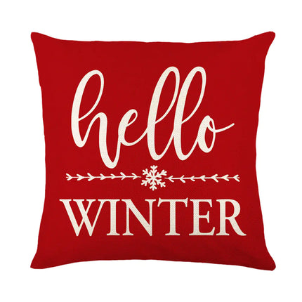 Festive Linen Christmas Pillow Cover
