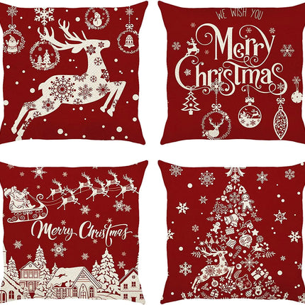 Christmas Red Cartoon Pillow Cover