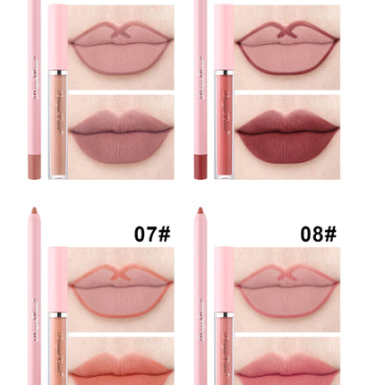 4-delige lipgloss- en liplinerpenset