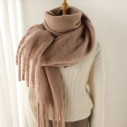 Mohair Winter Sjaal met Franjes – Stijlvol Comfortabel